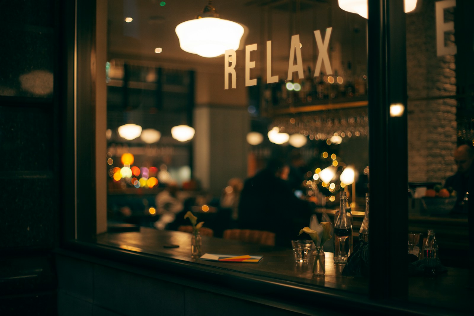 Restaurant interior during dinner service