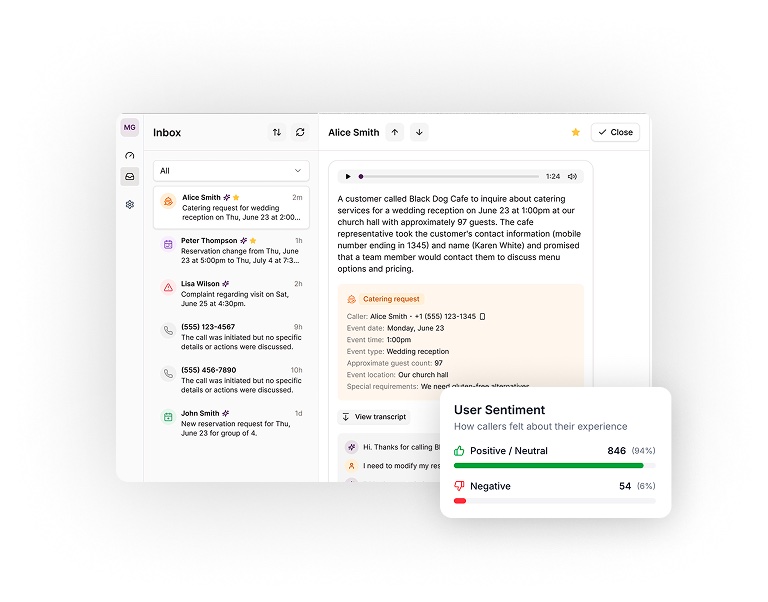 Tablevoice in action screenshots